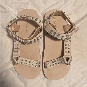 BCBGeneration Beige Sandals with Silver crystals